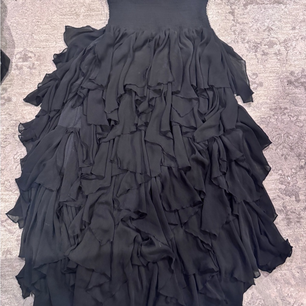 Chic Asymmetrical Black Ruffle Skirt